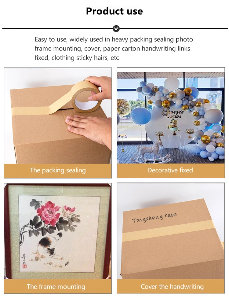 Factory Direct Biodegradable Water Activated Brown Reinforced Kraft Gummed Paper Tape